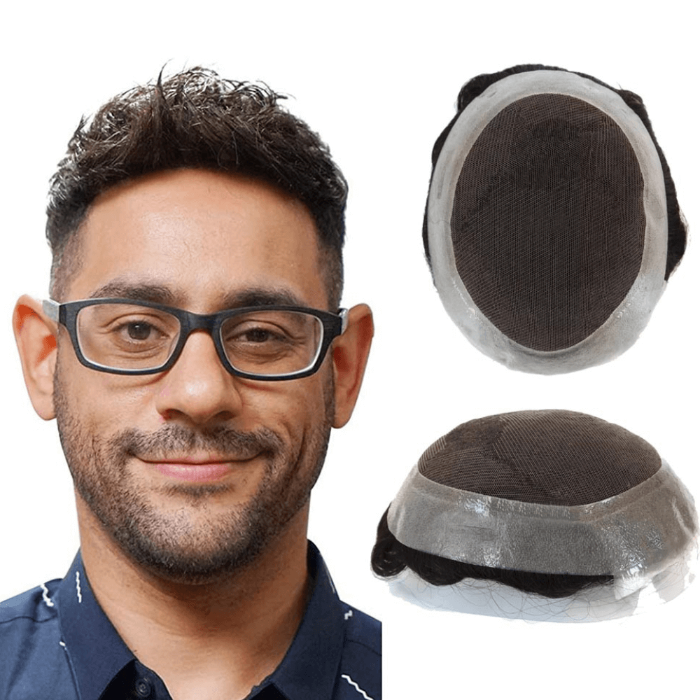 Natural Lace Men's Toupee - 100% Indian Human Hair for Professional Look