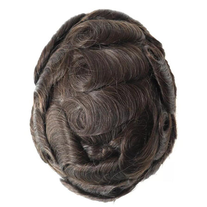 Mens Human Hair Replacement System Natural French Lace Skin Toupee for Men Q6